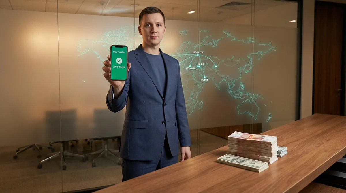Схема перевода денег за границу через криптовалюту из Москвы: наличные рубли, USDT, наличные в другой стране