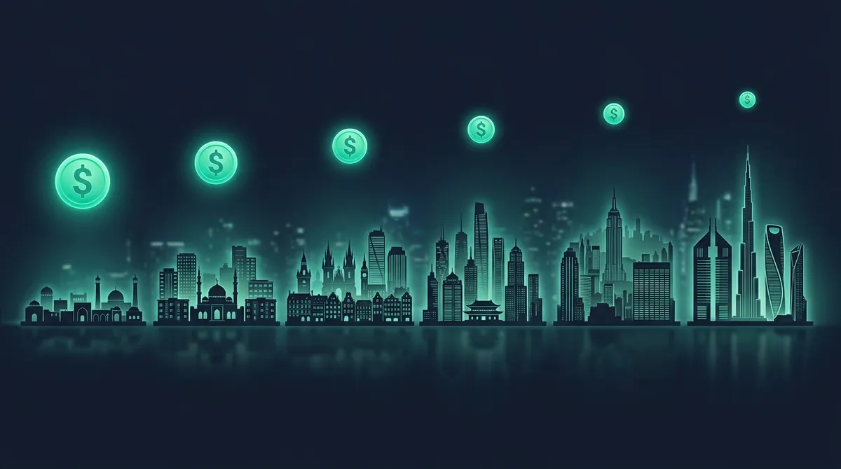 Сравнение бюджетов жизни на стейблкоинах в шести городах: Бишкек, Ташкент, Тбилиси, Ереван, Алматы, Дубай