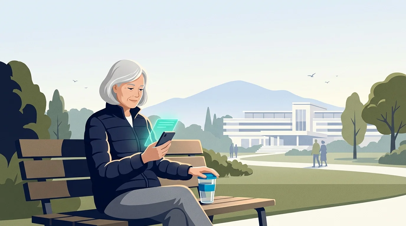 Отдыхающий в санатории КМВ изучает смартфон перед обменом крипты