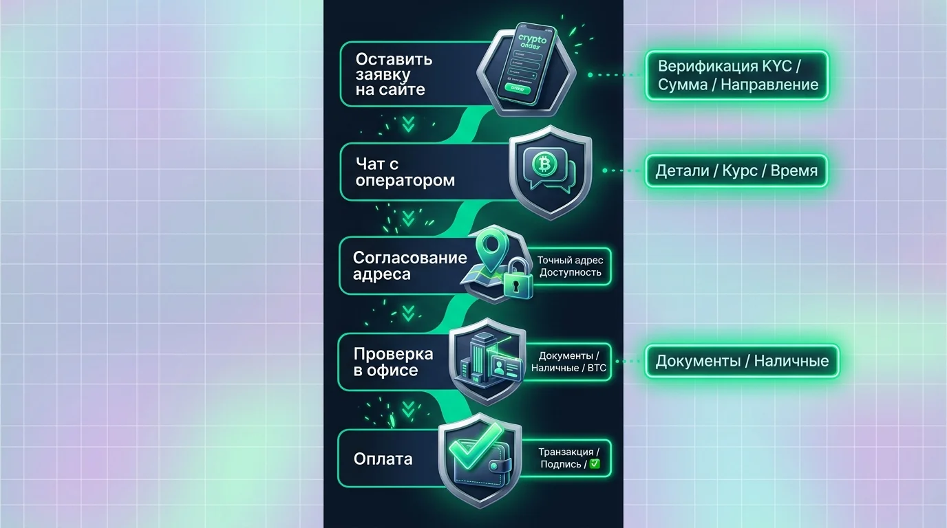 Пошаговая схема сделки в криптообменнике Наб. Челнов