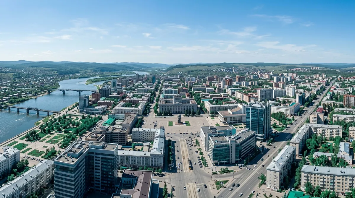Панорама центрального района Улан-Удэ с бизнес-центрами