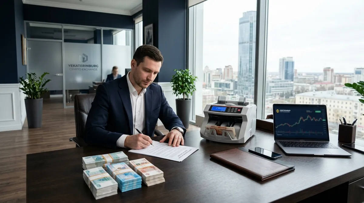 Обмен крупной суммы криптовалюты на наличные в офисе криптообменника в Екатеринбурге