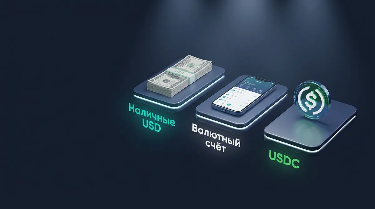 Обмен USDT на доллары: наличные купюры, валютный счёт и стейблкоин USDC как три способа получить доллары за Tether