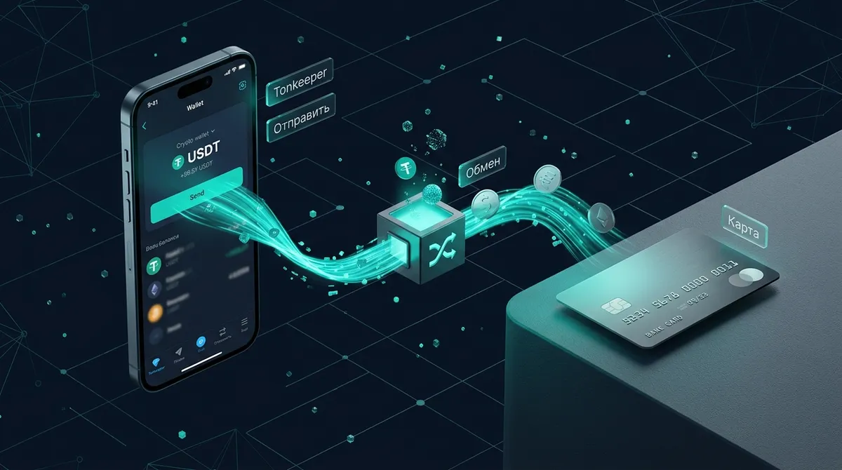 Вывод USDT из кошелька Tonkeeper в сети TON на банковскую карту через обменник