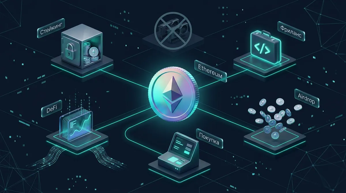 Реальные способы получить Ethereum: стейкинг ETH, заработок эфира за работу и миф о майнинге после перехода на PoS