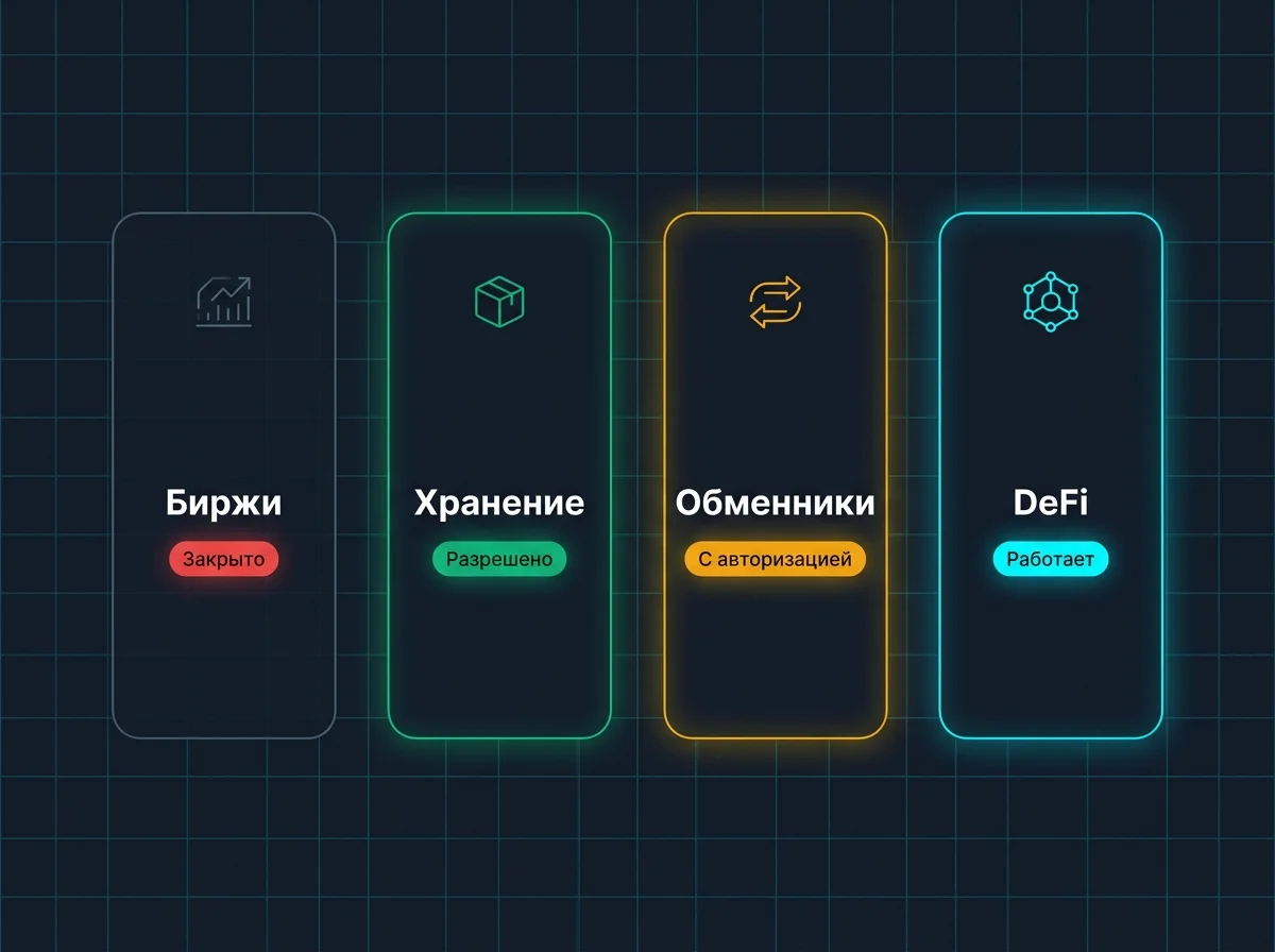 Схема каналов работы с USDT в ЕС после MiCA: биржи, хранение, обменники, DeFi