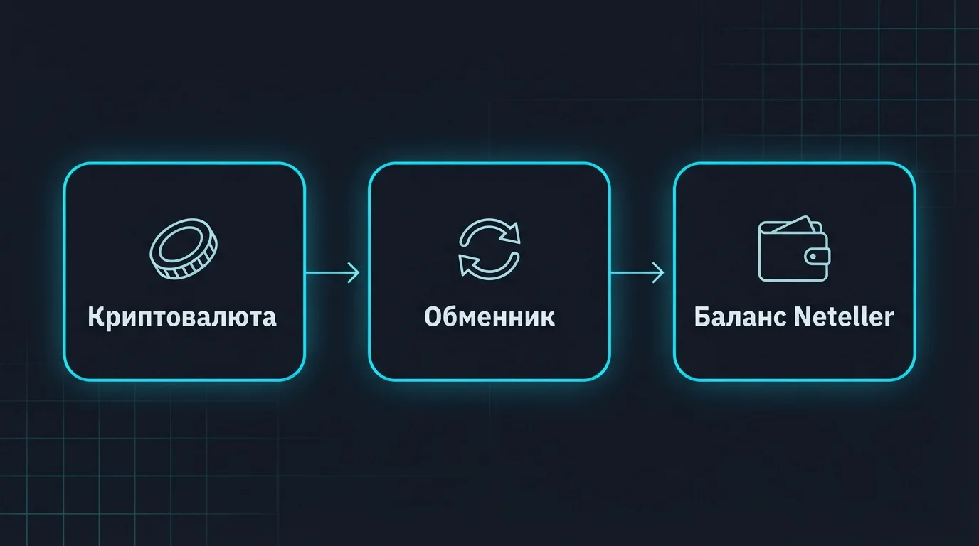 Схема обмена криптовалюты на баланс Neteller через обменник