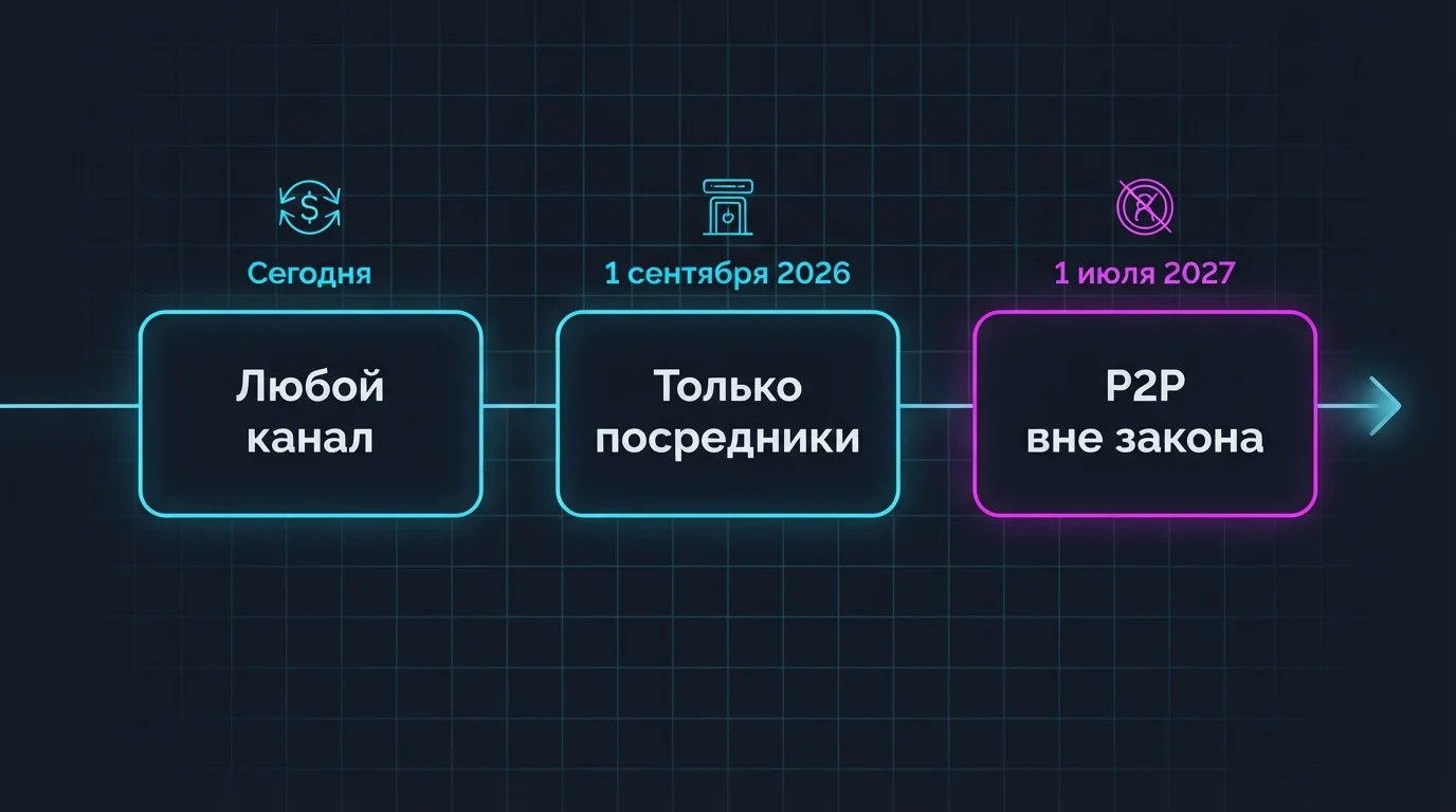 Таймлайн регулирования криптовалюты в России: правила сегодня, с 1 сентября 2026 и с 1 июля 2027 года