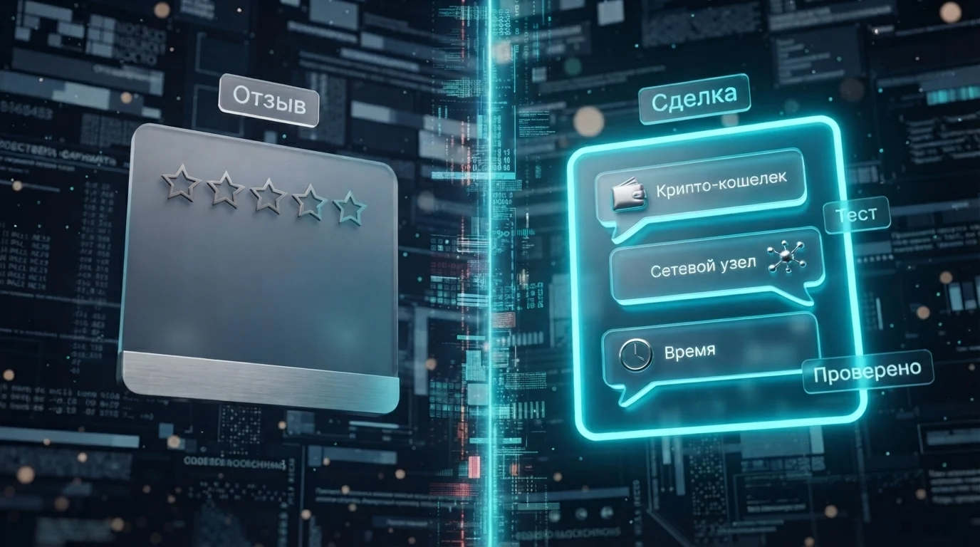 Сравнение пустого отзыва о криптообменнике и тестовой сделки с конкретными деталями