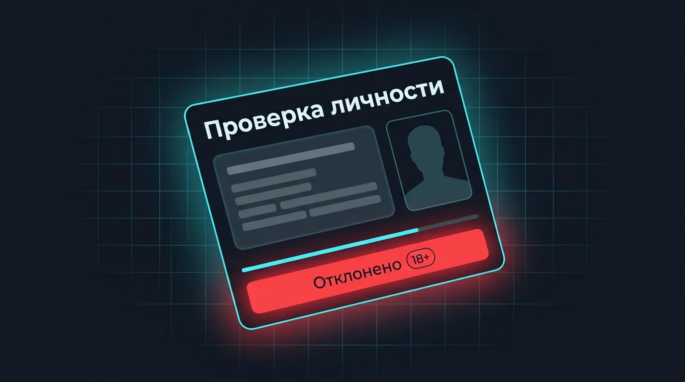 Экран верификации криптоплощадки с заявкой, отклонённой из-за возраста