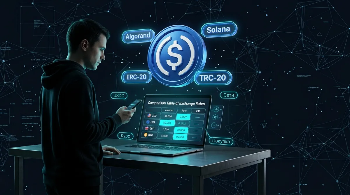 Покупка USD Coin за рубли: выбор сети и обменника